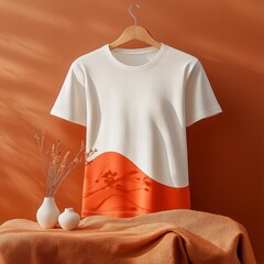 Canvas Print - A stylish t-shirt displayed on a table with decor.