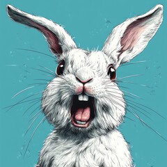 Canvas Print - A surprised rabbit with an expressive face.