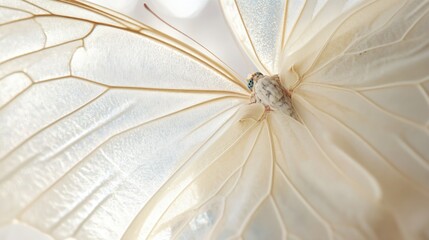 Canvas Print - Close-up View of a White Butterfly's Veined Wings