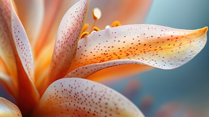 Wall Mural - Close-up of a Peach and Pink Flower Petal with Red Spots