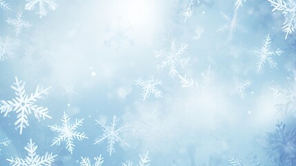 Wall Mural - Christmas background of tender blue color with snow flakes