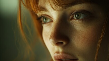 Sticker - Close-up Portrait of a Woman with Red Hair and Freckles