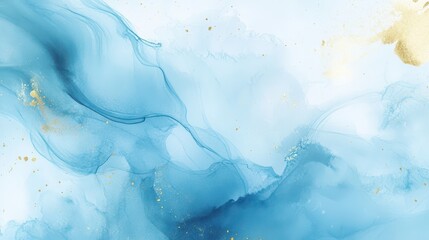  Ethereal watercolor background with flowing light blue ink, touches of gold, and a soft, feminine glow. Dreamlike and luxurious.