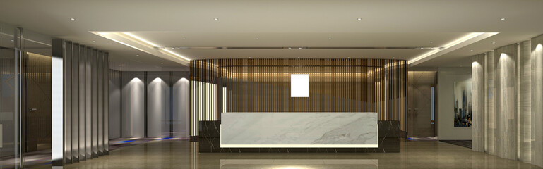 Wall Mural - 3d render of luxury building reception front desk