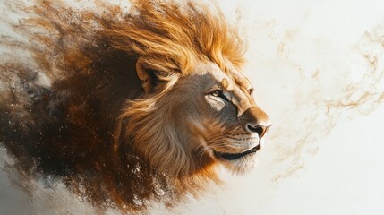 Wall Mural - A Lion's Profile with Golden Dust