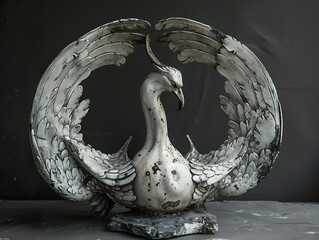 White Bird Sculpture with Detailed Feathers and Wings