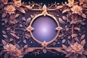 Wall Mural - Floral Frame Dominating the Center: Shadows Playing Across the Intricate Design