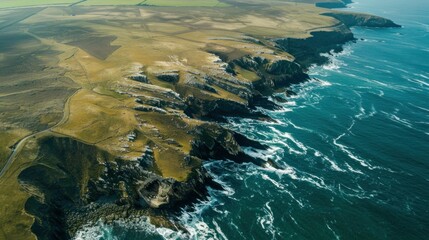 Sticker - Aerial View of Rugged Coastline