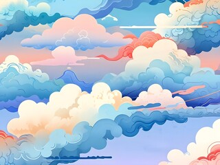 Poster - Abstract Sky with Whimsical Clouds