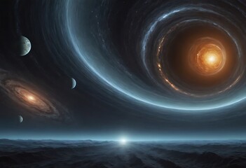Wall Mural - space itself appears to form massive tidal waves of dark matter, with stars and planets being drawn 