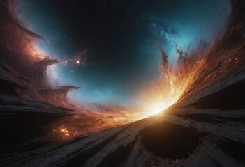 Wall Mural - the remnants of a supernova, with debris clouds and intense streams of particles racing away from th