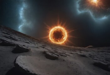 Wall Mural - the remnants of a supernova, with debris clouds and intense streams of particles racing away from th