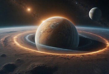 Wall Mural - a planet with a thick, swirling liquid atmosphere that flows like a slow-motion ocean, reflecting th
