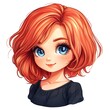 © atar - Cute anime girl with red hair and blue eyes, smiling, avatar profile picture illustration