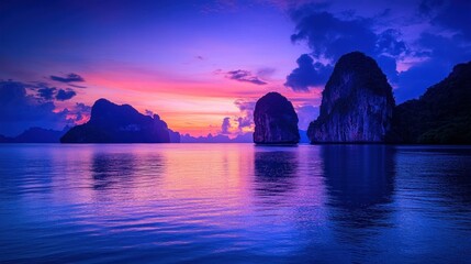 Wall Mural - Serene Sunset Over Majestic Islands