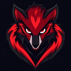 Wall Mural - Red and Black Fierce Wolf Logo Design