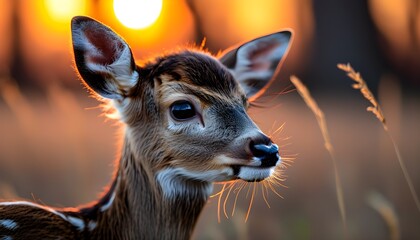 Wall Mural - Majestic Fallow Deer Gazing at Dawns First Light