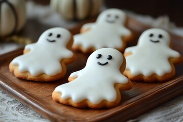 Wall Mural - Halloween ghost shaped cookies. Bakery. Bake. Cookies. Ghosts and goblins.	