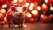 © atar - Cute pig wearing red festive clothing with Christmas ornaments for New Year celebration