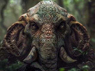 Wall Mural - Mystical Elephant Creature in the Forest - Fantasy Art