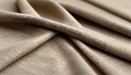 Wall Mural - Elegant Close-Up of Textured Fabric Folds in Beige and Brown with a Minimalist Aesthetic for High-Resolution Background Use