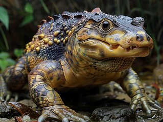 Poster - Close-Up of a Crocodile's Head in the Jungle