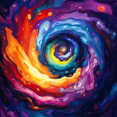 Poster - Colorful swirling galaxy with vibrant cosmic elements.