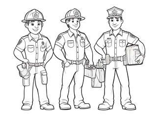 Coloring page of a policeman standing Policemen Isolated Coloring Page for Kids