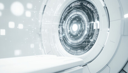 healthcare machine mri x-ray concept illustration on white grey color theme on white background copy space