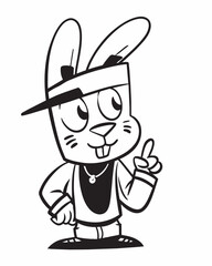 Wall Mural - cartoon character rabbit rapper 