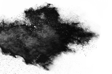 Wall Mural - particles of charcoal on white background,abstract powder splatted on white background,Freeze motion of black powder exploding or throwing black powder.