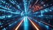 © Jack - High-tech tunnel design with straight, defined edges, illuminated by bright lights, showcasing a cyber-inspired theme of innovation and connectivity