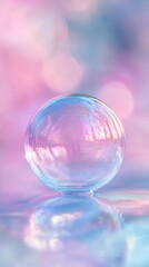 Canvas Print - Iridescent bubble with pastel bokeh background