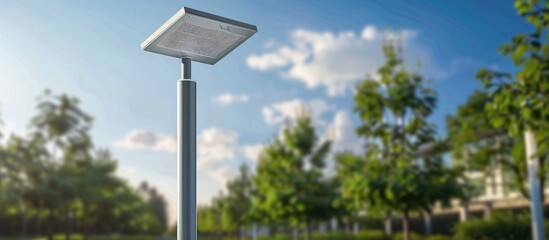 Wall Mural - led light post with solar cell panel used on the street industrial estate x000d