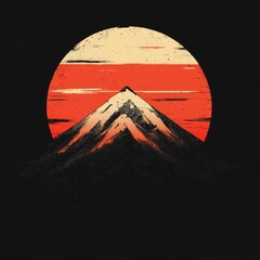 Poster - Mountain silhouette against a sunset background.