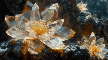 Wall Mural - Crystallized Flower: A Surreal Vision of Nature