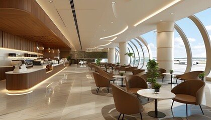 Sticker - Chic VIP Lounge and Restaurant at Airport Featuring Contemporary Design