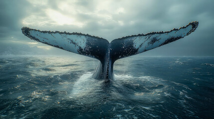 A majestic humpback whale swimming gracefully beneath the ocean's surface