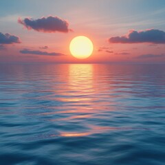 Wall Mural - Serene sunset over calm ocean waters.