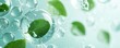 © Georgii - Conceptual illustration of water molecules encapsulating green leaves symbolizing nature, freshness, and environmental purity