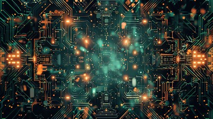 Abstract circuit cyberspace design created with Generative Ai technology