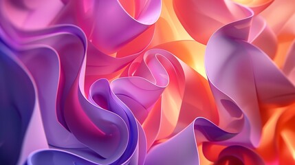 Wall Mural - Abstract background of flowing pink, purple and orange fabric