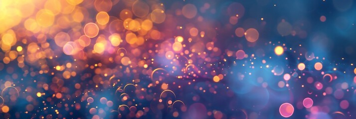 Canvas Print - Abstract colorful bokeh background with glowing lights and blue, purple, yellow, pink, and orange colors