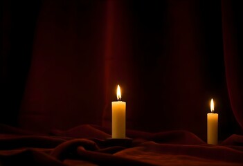 brown velvet background with a rich, textured surface, illuminated by warm candlelight create with ai