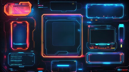 Futuristic Glow-Themed Game Stream Frames. AI generated illustration