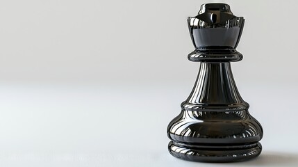   A black chess piece sits atop a white table beside a black object and black crown