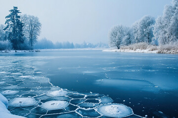 frozen river in winter