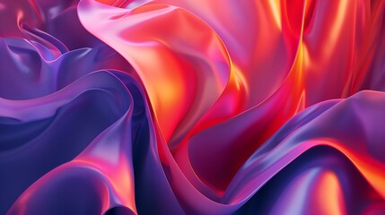 Canvas Print - Abstract background of colorful flowing silk fabric in purple and orange with vibrant color transitions