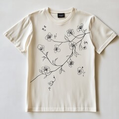 Wall Mural - T-shirt with floral design on a light background.