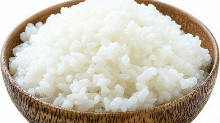 Poster -  A white rice bowl sits atop a white table, alongside a brown rice bowl